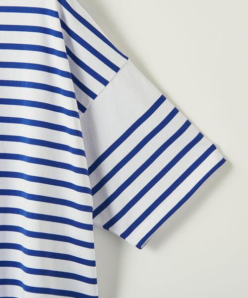 info. BEAUTY&YOUTH（インフォビューティアンドユース）の「【WEB限定】 ＜info. BEAUTY&YOUTH＞ スーパービッグ ナバルボーダーハーフスリーブ（Tシャツ/カットソー・メンズ・ブラック/その他1/ロイヤルブルー・S/M/L）」の6枚目の写真