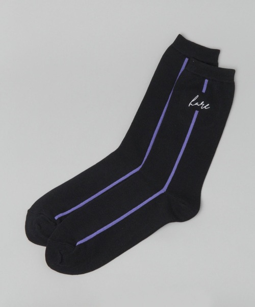 HARE（ハレ）の「HAREロゴラインSOX(HARE)（ソックス/靴下・メンズ・ベージュ/パープル/レッド・FREE）」の6枚目の写真