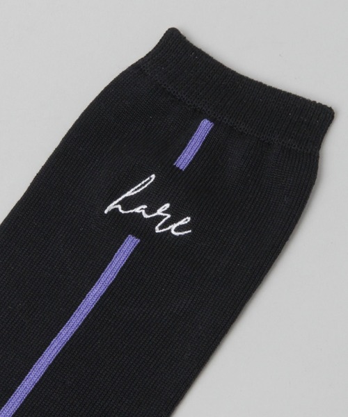 HARE（ハレ）の「HAREロゴラインSOX(HARE)（ソックス/靴下・メンズ・ベージュ/パープル/レッド・FREE）」の4枚目の写真