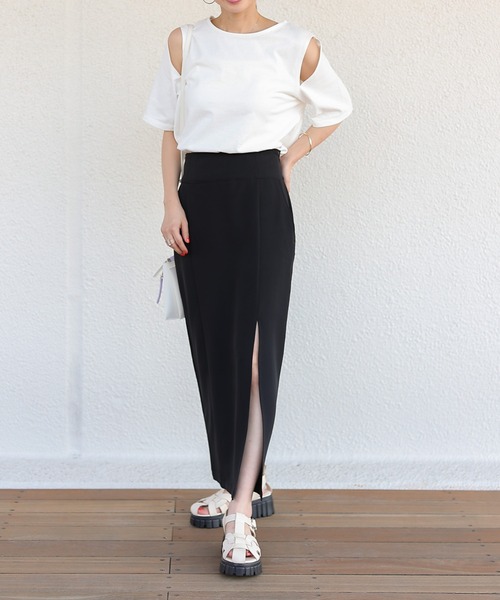 COLONY 2139(コロニートゥーワンスリーナイン)の「2WAYストレッチフロントスリットスカート / 前スリットナロースカート(スカート・レディース・ブラック/グリーン/モカ・FREE)」の12枚目の写真