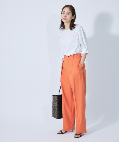 ROPE'（ロペ）の「クリア天竺タックスリーブカットソー（Tシャツ/カットソー・レディース・ホワイト/ブラック/ブラウン/オレンジ/ターコイズブルー・38）」の9枚目の写真