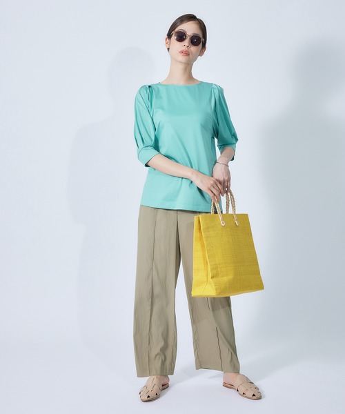 ROPE'（ロペ）の「クリア天竺タックスリーブカットソー（Tシャツ/カットソー・レディース・ホワイト/ブラック/ブラウン/オレンジ/ターコイズブルー・38）」の15枚目の写真