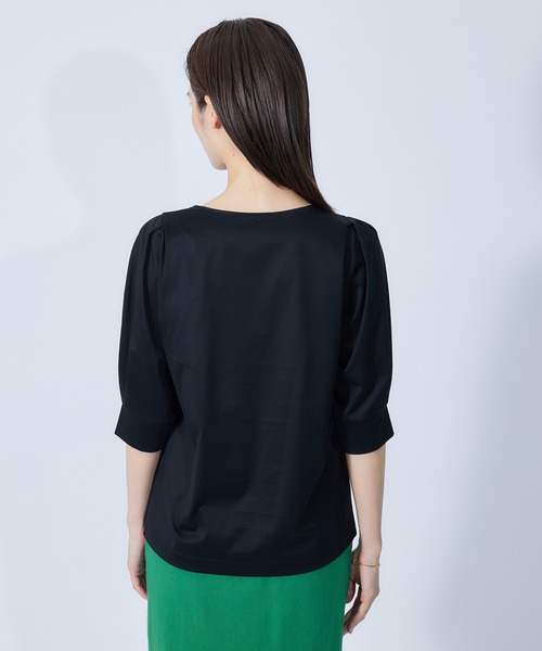 ROPE'（ロペ）の「クリア天竺タックスリーブカットソー（Tシャツ/カットソー・レディース・ホワイト/ブラック/ブラウン/オレンジ/ターコイズブルー・38）」の7枚目の写真