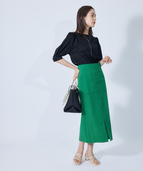 ROPE'（ロペ）の「クリア天竺タックスリーブカットソー（Tシャツ/カットソー・レディース・ホワイト/ブラック/ブラウン/オレンジ/ターコイズブルー・38）」の11枚目の写真