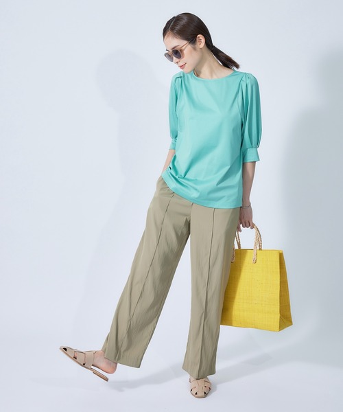 ROPE'（ロペ）の「クリア天竺タックスリーブカットソー（Tシャツ/カットソー・レディース・ホワイト/ブラック/ブラウン/オレンジ/ターコイズブルー・38）」の17枚目の写真