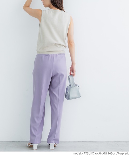 coca(coca)(コカ)の「タックセンタープレスワイドパンツ(スラックス・レディース・ベージュ/パープル・S/M/L)」の13枚目の写真