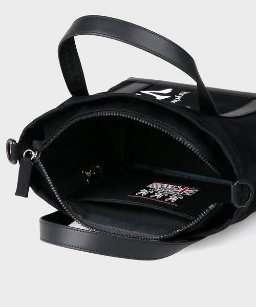 HANG-TAG デザイン デニム＆レザートート バッグ