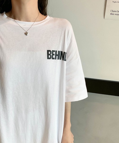 meJane（ミージェーン）の「レタリングバックロゴ Tシャツワンピース（ワンピース・レディース・ホワイト/ブラック/グレー/チャコールグレー・FREE）」の5枚目の写真