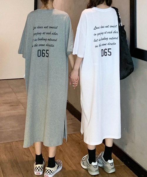 meJane（ミージェーン）の「レタリングバックロゴ Tシャツワンピース（ワンピース・レディース・ホワイト/ブラック/グレー/チャコールグレー・FREE）」の17枚目の写真