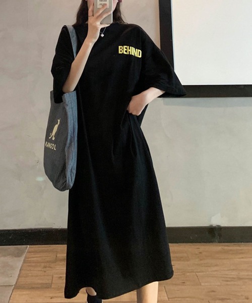 meJane（ミージェーン）の「レタリングバックロゴ Tシャツワンピース（ワンピース・レディース・ホワイト/ブラック/グレー/チャコールグレー・FREE）」の8枚目の写真