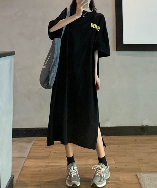 meJane（ミージェーン）の「レタリングバックロゴ Tシャツワンピース（ワンピース・レディース・ホワイト/ブラック/グレー/チャコールグレー・FREE）」の10枚目の写真