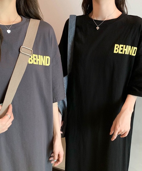 meJane（ミージェーン）の「レタリングバックロゴ Tシャツワンピース（ワンピース・レディース・ホワイト/ブラック/グレー/チャコールグレー・FREE）」の12枚目の写真