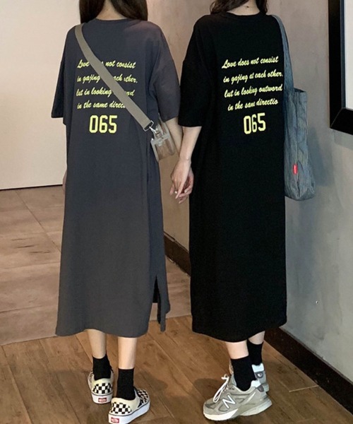 meJane（ミージェーン）の「レタリングバックロゴ Tシャツワンピース（ワンピース・レディース・ホワイト/ブラック/グレー/チャコールグレー・FREE）」の11枚目の写真