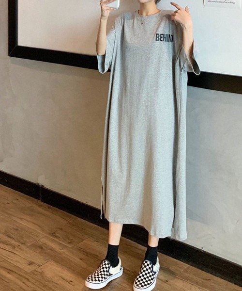 meJane（ミージェーン）の「レタリングバックロゴ Tシャツワンピース（ワンピース・レディース・ホワイト/ブラック/グレー/チャコールグレー・FREE）」の14枚目の写真