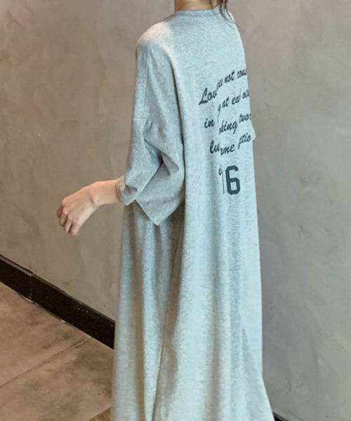 meJane（ミージェーン）の「レタリングバックロゴ Tシャツワンピース（ワンピース・レディース・ホワイト/ブラック/グレー/チャコールグレー・FREE）」の15枚目の写真