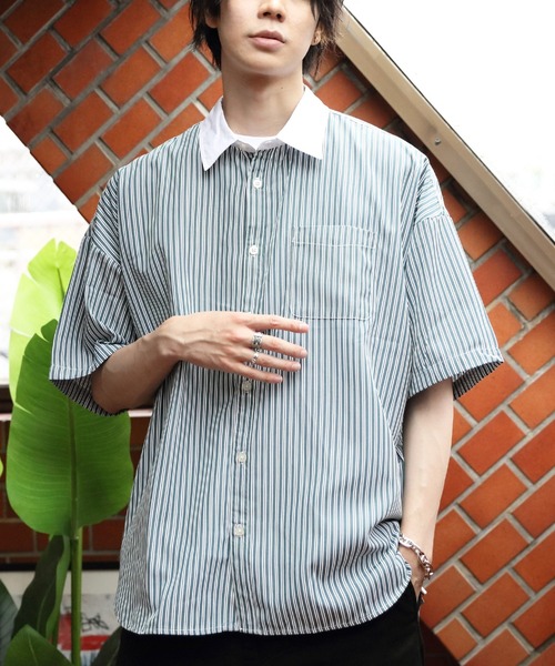 ８(eight)（エイト）の「ビッグクレリックシャツ（シャツ/ブラウス・メンズ・ネイビー/グレー/グリーン/ブラック・MEDIUM/LARGE/X-LARGE）」の3枚目の写真