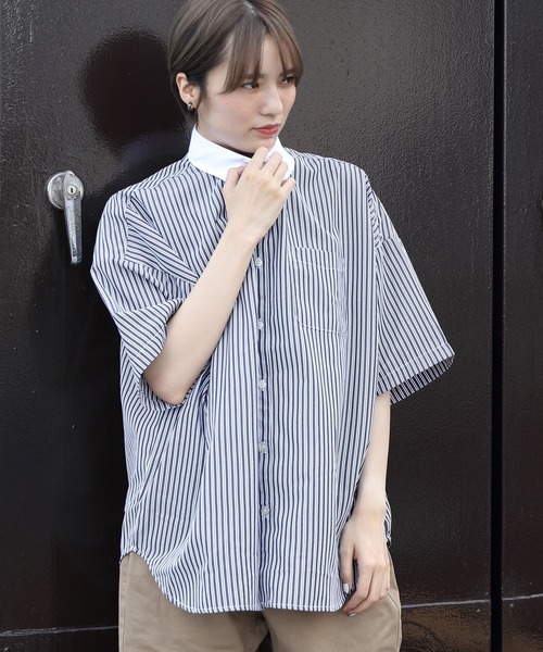 ８(eight)（エイト）の「ビッグクレリックシャツ（シャツ/ブラウス・メンズ・ネイビー/グレー/グリーン/ブラック・MEDIUM/LARGE/X-LARGE）」の2枚目の写真