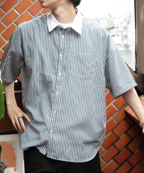 ８(eight)（エイト）の「ビッグクレリックシャツ（シャツ/ブラウス・メンズ・ネイビー/グレー/グリーン/ブラック・MEDIUM/LARGE/X-LARGE）」の16枚目の写真