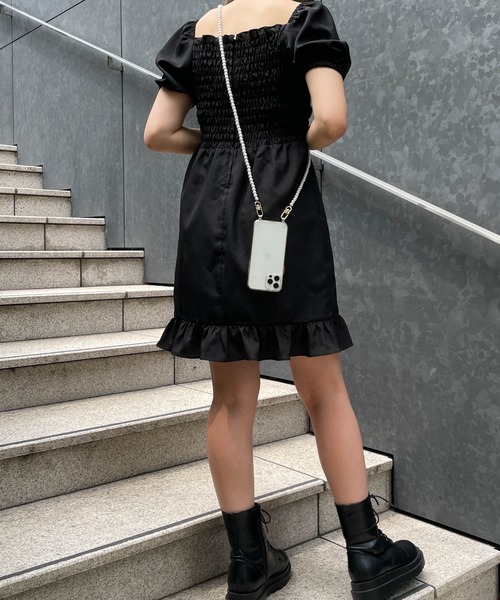 WEGO（ウィゴー）の「WEGO/【一部店舗限定】スクエアネックミニワンピース（ワンピース・レディース・ブラック/その他1・FREE）」の4枚目の写真