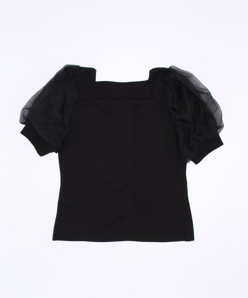TORTE(トルテ)の「袖チュール前ボタンテレコトップス(Tシャツ/カットソー・レディース・ホワイト/ブラック/ライトグリーン/ライトピンク・FREE)」の8枚目の写真