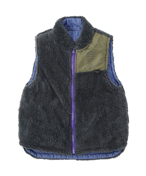 DILASH（ディラッシュ）の「デニムボアリバーシブルベスト（ベスト・キッズ・チャコール/ベージュ/ブラウン・80/90/100/110/120/130/140）」の2枚目の写真