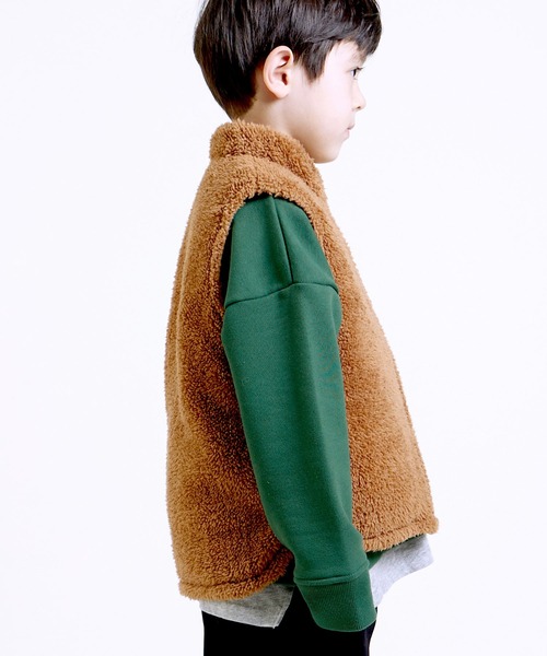 DILASH（ディラッシュ）の「デニムボアリバーシブルベスト（ベスト・キッズ・チャコール/ベージュ/ブラウン・80/90/100/110/120/130/140）」の7枚目の写真