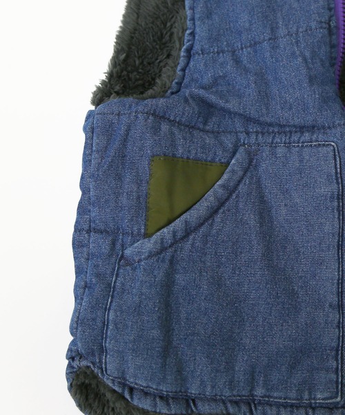 DILASH（ディラッシュ）の「デニムボアリバーシブルベスト（ベスト・キッズ・チャコール/ベージュ/ブラウン・80/90/100/110/120/130/140）」の13枚目の写真