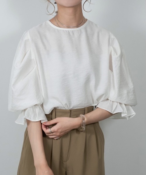 Amiur（エミレ）の「balloon puff sleeve tops（その他トップス・レディース・ホワイト/ブラック・FREE）」の6枚目の写真