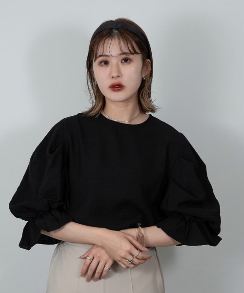 Amiur（エミレ）の「balloon puff sleeve tops（その他トップス・レディース・ホワイト/ブラック・FREE）」の7枚目の写真