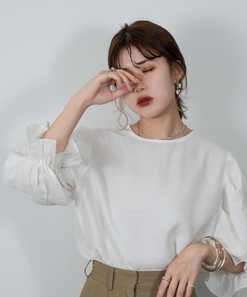 Amiur（エミレ）の「balloon puff sleeve tops（その他トップス・レディース・ホワイト/ブラック・FREE）」の14枚目の写真