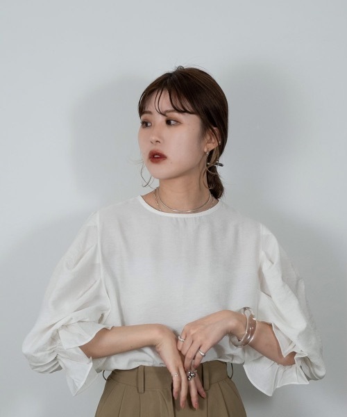Amiur（エミレ）の「balloon puff sleeve tops（その他トップス・レディース・ホワイト/ブラック・FREE）」の15枚目の写真