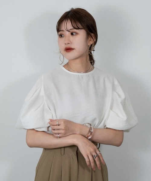 Amiur（エミレ）の「balloon puff sleeve tops（その他トップス・レディース・ホワイト/ブラック・FREE）」の16枚目の写真