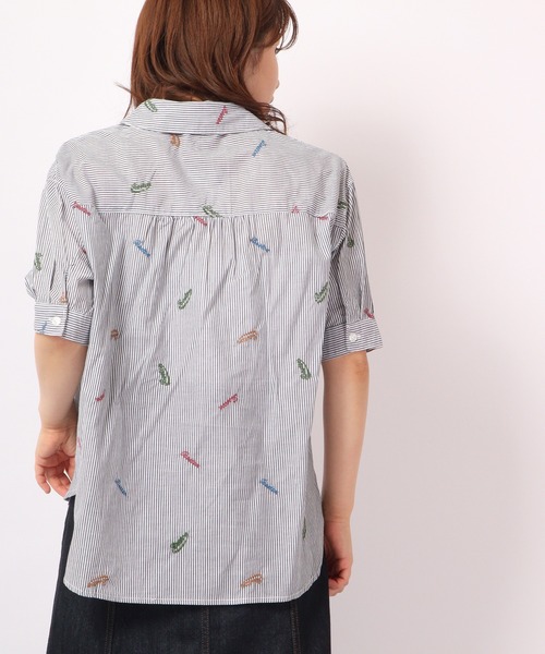 Quelle Chance（ケルシャンス）の「Quelle chance ロゴ刺繍5分袖シャツ（シャツ/ブラウス・レディース・ホワイト/ネイビー/サックスブルー・M/L）」の10枚目の写真