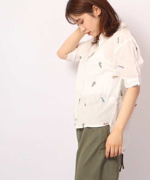 Quelle Chance（ケルシャンス）の「Quelle chance ロゴ刺繍5分袖シャツ（シャツ/ブラウス・レディース・ホワイト/ネイビー/サックスブルー・M/L）」の5枚目の写真