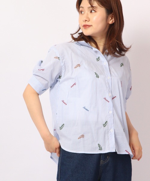 Quelle Chance（ケルシャンス）の「Quelle chance ロゴ刺繍5分袖シャツ（シャツ/ブラウス・レディース・ホワイト/ネイビー/サックスブルー・M/L）」の12枚目の写真