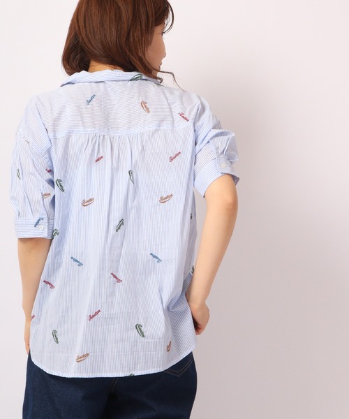 Quelle Chance（ケルシャンス）の「Quelle chance ロゴ刺繍5分袖シャツ（シャツ/ブラウス・レディース・ホワイト/ネイビー/サックスブルー・M/L）」の14枚目の写真