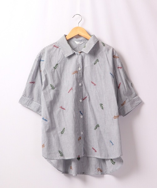 Quelle Chance（ケルシャンス）の「Quelle chance ロゴ刺繍5分袖シャツ（シャツ/ブラウス・レディース・ホワイト/ネイビー/サックスブルー・M/L）」の18枚目の写真