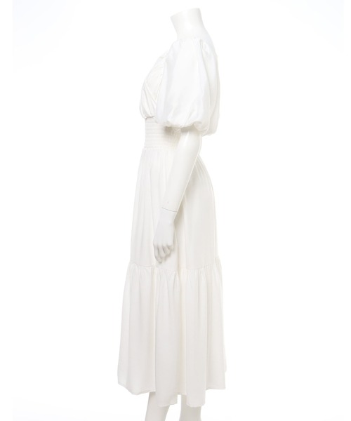 INGNI（イング）の「カシュクールティアードパフスリーブ／ワンピース（ワンピース・レディース・ブラック/グレー/オフホワイト・M）」の5枚目の写真