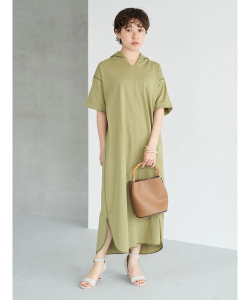 earth music&ecology（アースミュージックアンドエコロジー）の「フーディーカットソーワンピース（ワンピース・レディース・イエロー/ブルー/ホワイト系その他2・FREE）」の14枚目の写真