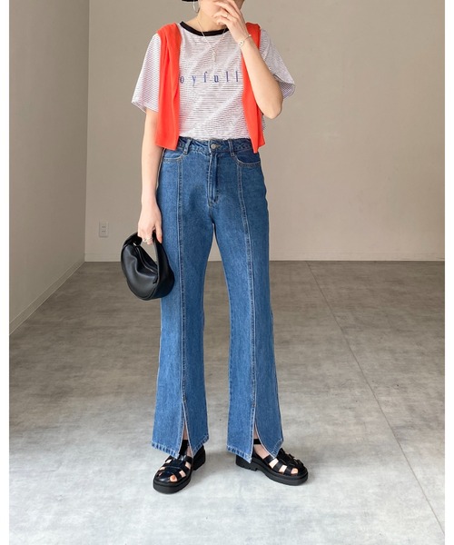 She's Closet(シーズクローゼット)の「メッセージロゴ刺繍配色リンガーマルチボーダー半袖Tシャツ(Tシャツ/カットソー・レディース・ホワイト/ピンク/ブルー・FREE)」の22枚目の写真