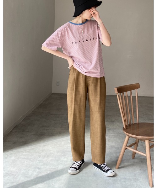 She's Closet(シーズクローゼット)の「メッセージロゴ刺繍配色リンガーマルチボーダー半袖Tシャツ(Tシャツ/カットソー・レディース・ホワイト/ピンク/ブルー・FREE)」の21枚目の写真