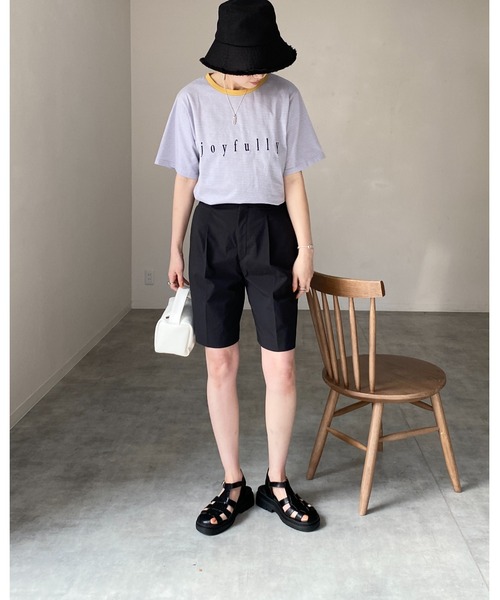 セール】メッセージロゴ刺繍配色リンガーマルチボーダー半袖T