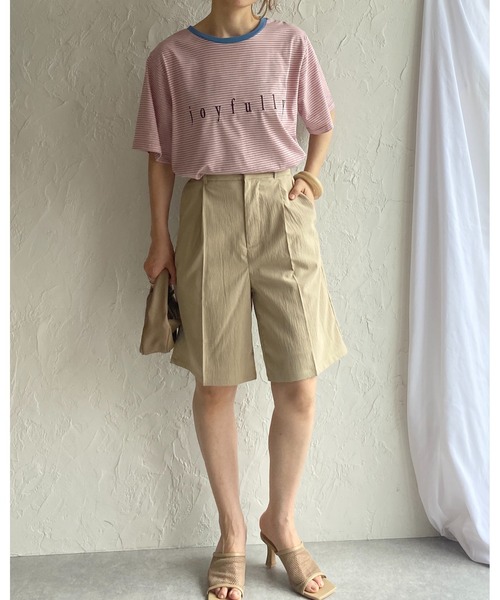 She's Closet(シーズクローゼット)の「メッセージロゴ刺繍配色リンガーマルチボーダー半袖Tシャツ(Tシャツ/カットソー・レディース・ホワイト/ピンク/ブルー・FREE)」の14枚目の写真