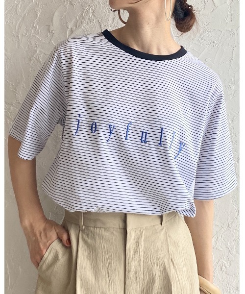 A898【入手困難】SEESEE シーシー　刺繍ロゴ　半袖Tシャツ　ボーダー trim_fce_item632134e107883.jpg