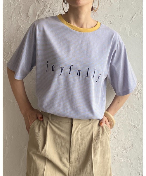 She's Closet(シーズクローゼット)の「メッセージロゴ刺繍配色リンガーマルチボーダー半袖Tシャツ(Tシャツ/カットソー・レディース・ホワイト/ピンク/ブルー・FREE)」の8枚目の写真