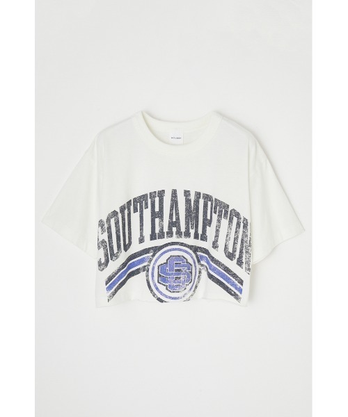 MOUSSY(マウジー)の「SOUTHAMPTON CROP Tシャツ(Tシャツ/カットソー・レディース・ブラック/オフホワイト/ブルー・FREE)」の4枚目の写真