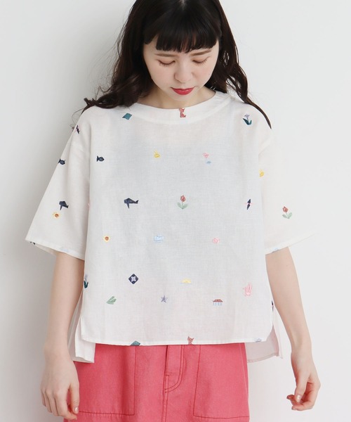 美品　アトリエドゥサボン　ストライプサッカーブラウス　ゆったり　羽織　清涼感 l'atelier du savon｜アトリエ ドゥ サボン（レディース）の