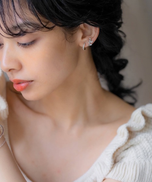 JUICY ROCK（ジューシーロック）の「GP(SV925)/SV925 CZリーフカフイヤリング（イヤリング・レディース・シルバー/ゴールド・ONE SIZE）」の8枚目の写真