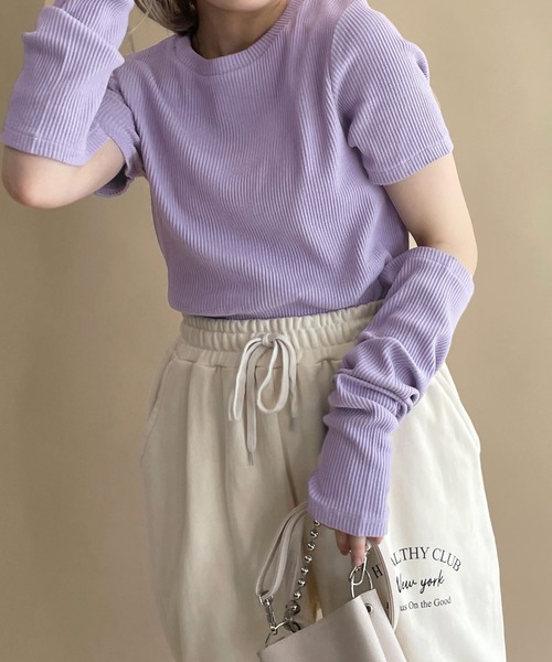 w closet(ダブルクローゼット)の「【マルチウェイ】アームカバープルオーバー(Tシャツ/カットソー・レディース・ブラック/アイボリー/ラベンダー・FREE)」の17枚目の写真