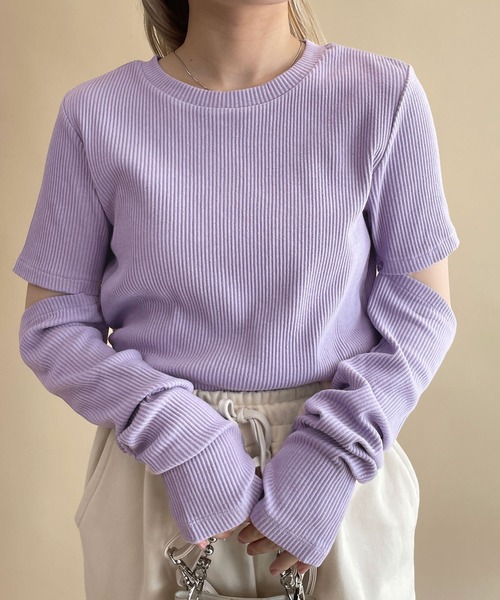 w closet(ダブルクローゼット)の「【マルチウェイ】アームカバープルオーバー(Tシャツ/カットソー・レディース・ブラック/アイボリー/ラベンダー・FREE)」の18枚目の写真